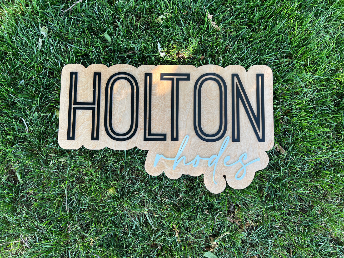 Block + Cursive36 inch double layer wall sign