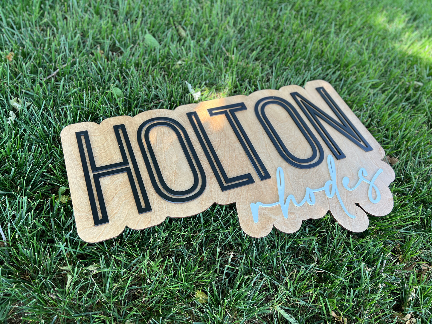 Block + Cursive36 inch double layer wall sign