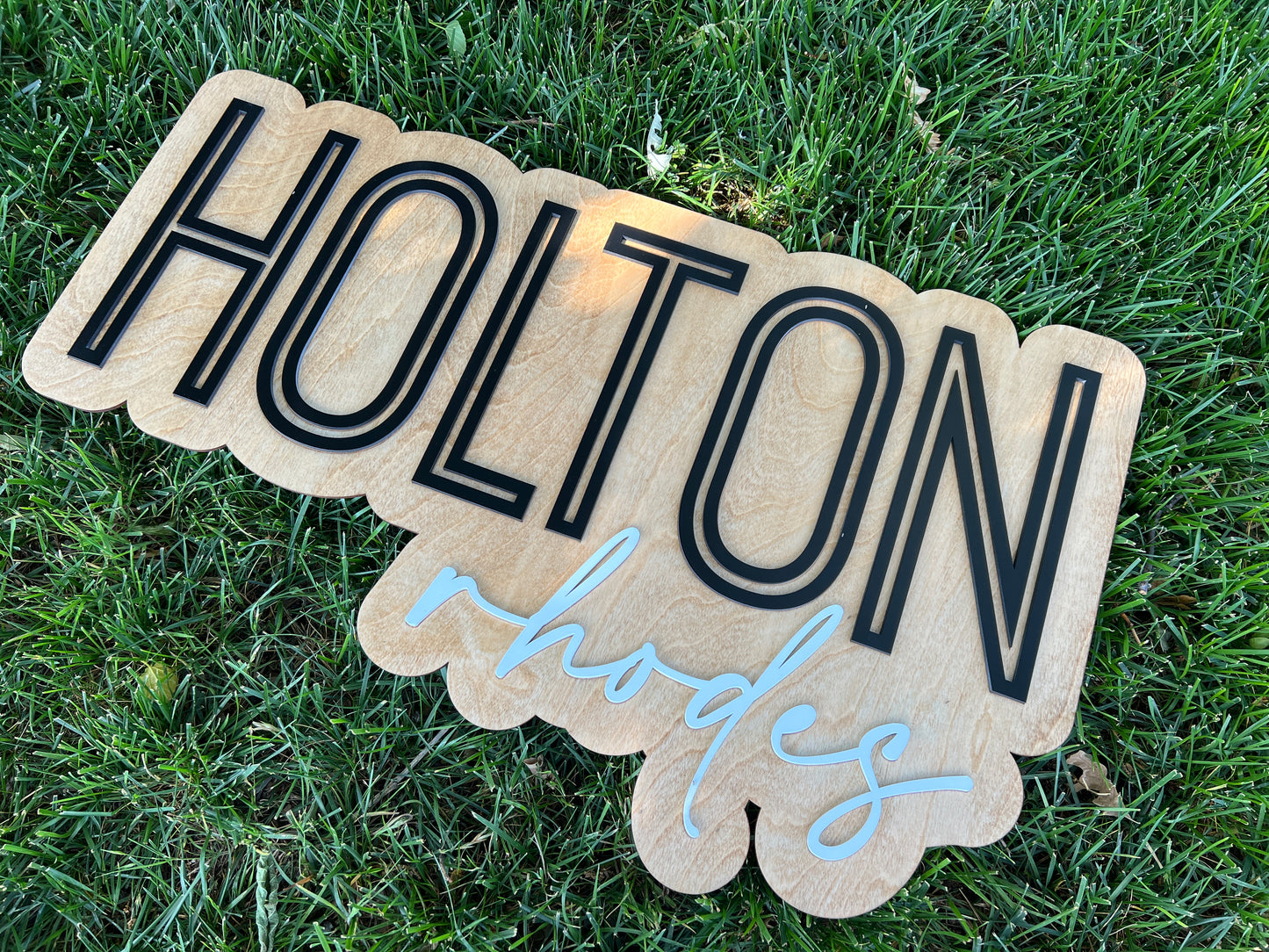 Block + Cursive36 inch double layer wall sign