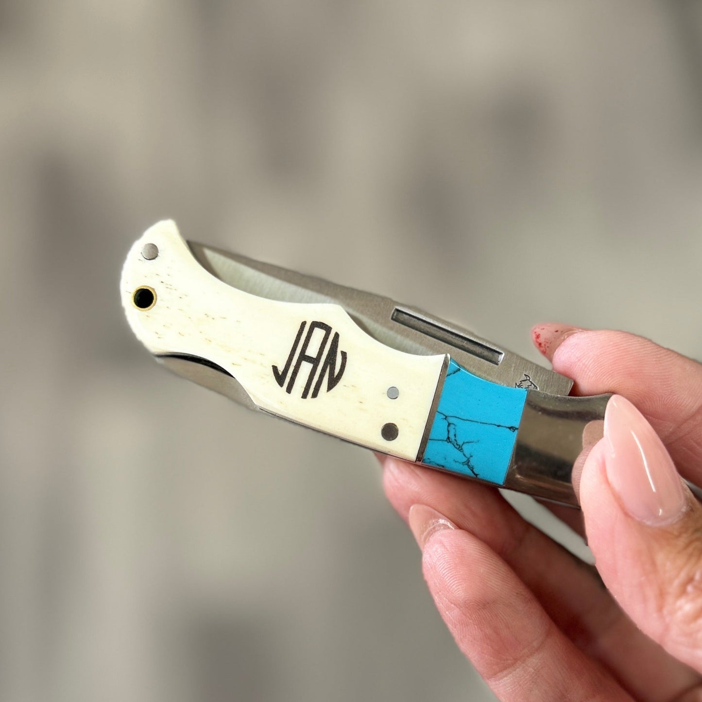 Bone and Turquoise Pocket Knife