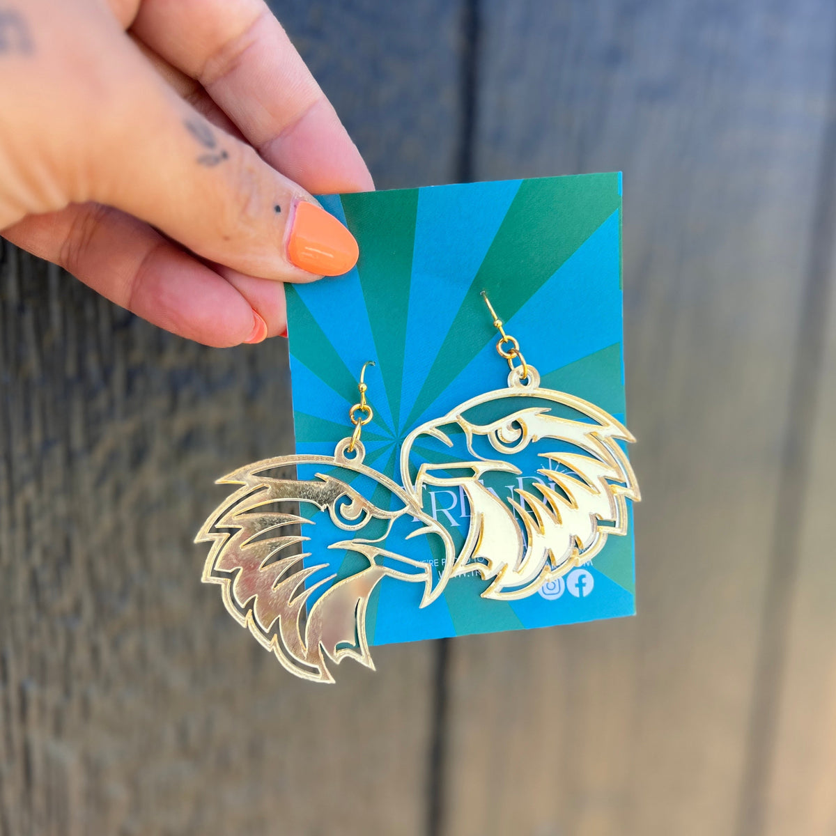 Gold Mirror Acrylic Falcon Earrings