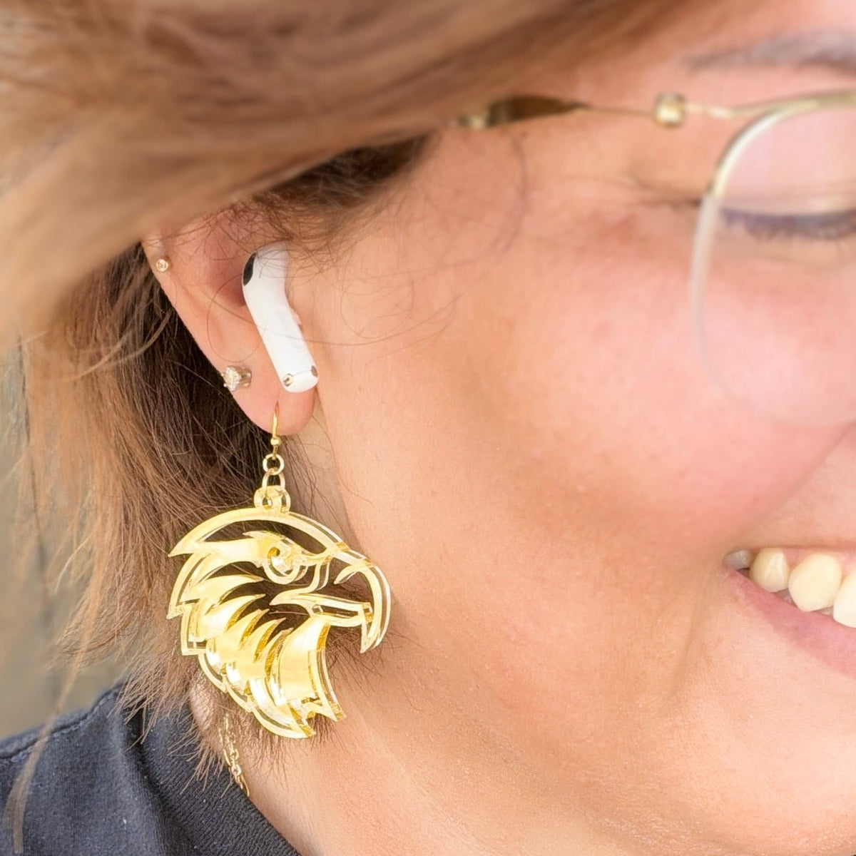 Gold Mirror Acrylic Falcon Earrings